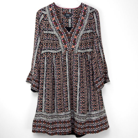 Anthropologie Dresses & Skirts - Anthropologie Maeve Naomi Embroidered Tunic Dress Sequins Black Pattern Size XS